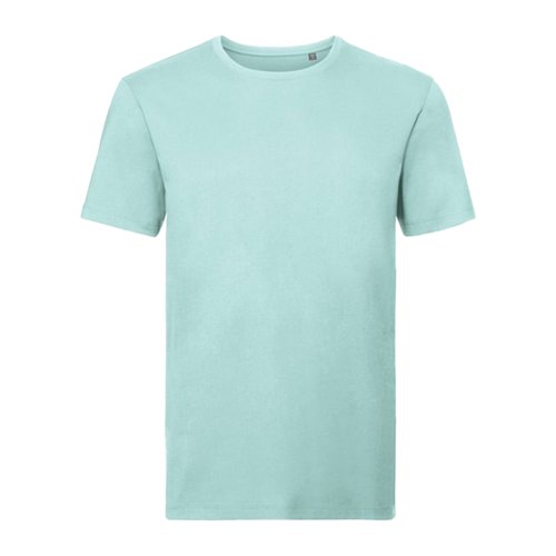 T-shirt da uomo color acquamarina in cotone organico a maniche corte.