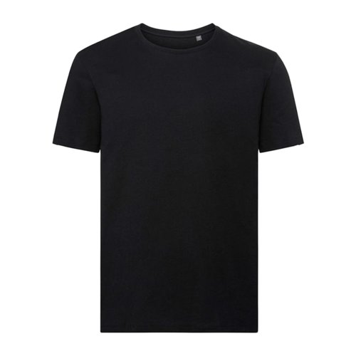 T-shirt nera da uomo in cotone organico a maniche corte.