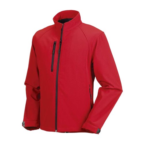 Giacca softshell rossa in poliestere ed elastan da uomo con tasche con zip.