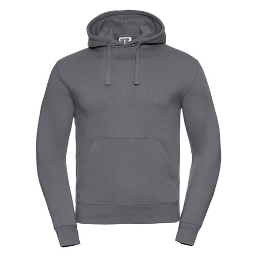 Felpa con cappuccio grigio scuro in misto cotone-poliestere con cappuccio e tasca a marsupio.