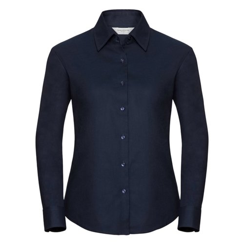 Camicetta blu navy in misto cotone con maniche lunghe.