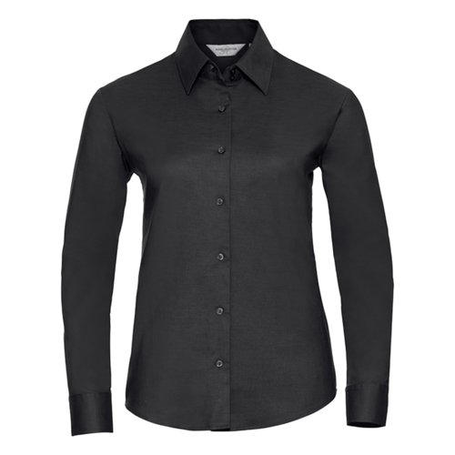 Camicetta Oxford nera in misto cotone con maniche lunghe.