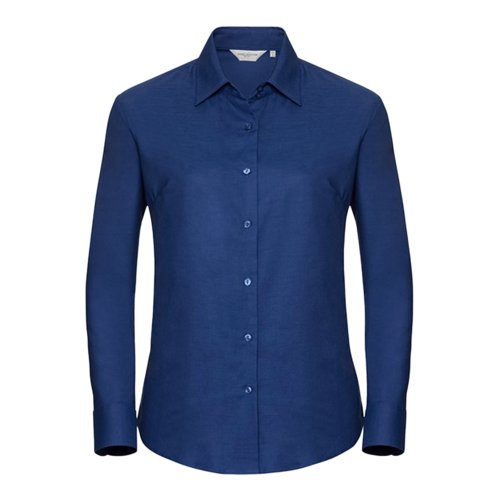 Camicetta blu in misto cotone a maniche lunghe.