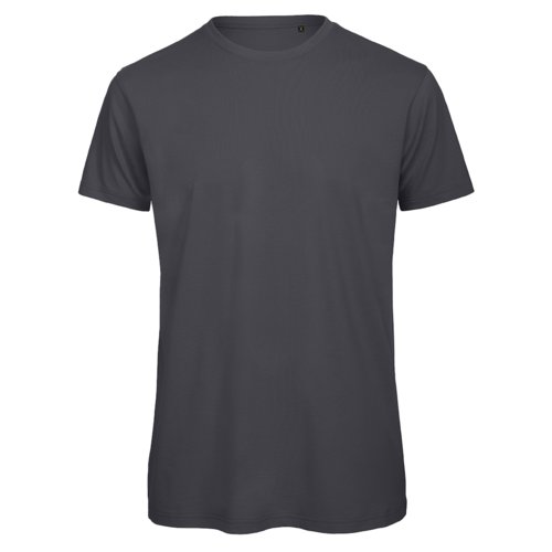 T-shirt in cotone grigio scuro con maniche corte e girocollo.