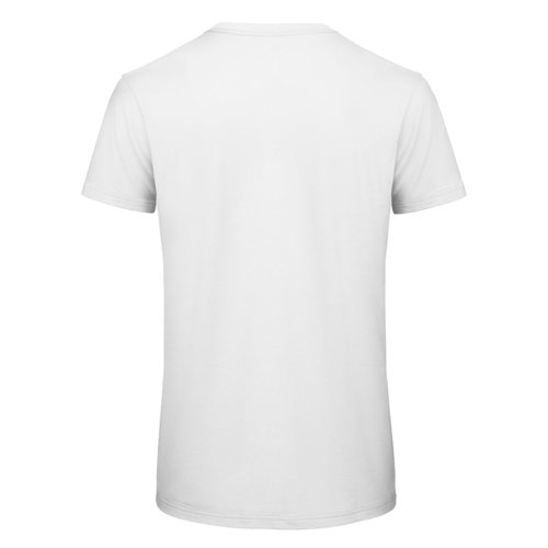 T-shirt bianca da uomo in cotone biologico a maniche corte.