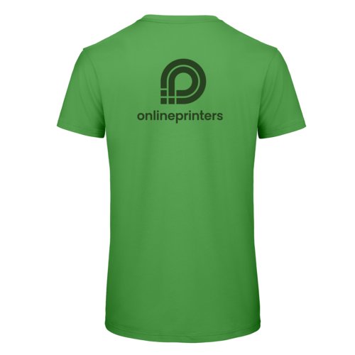 T-shirt verde in cotone con maniche corte e collo rotondo.