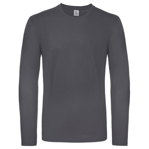 Maglietta a maniche lunghe in cotone grigio scuro da uomo.