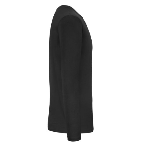 Maglietta nera a maniche lunghe in cotone con collo rotondo.