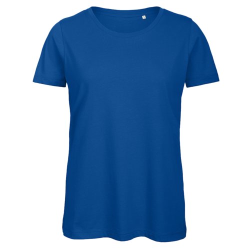T-shirt blu royal in cotone organico da donna a maniche corte.