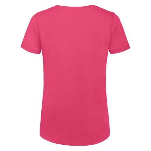 T-shirt rosa da donna in cotone biologico a maniche corte.