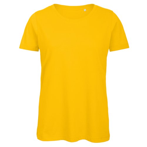 T-shirt da donna in cotone biologico giallo dorato.