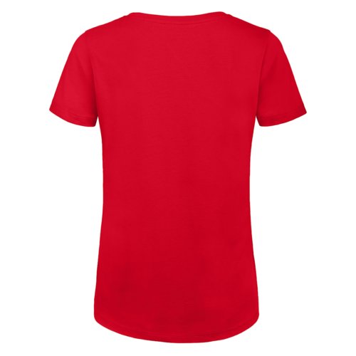 T-shirt rossa in cotone biologico con maniche corte e collo rotondo.
