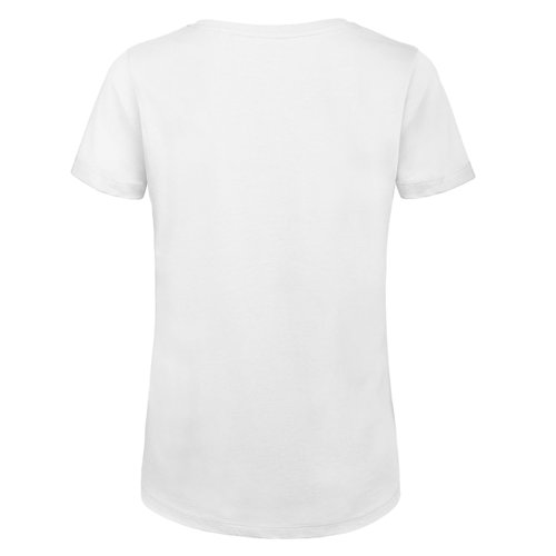 T-shirt bianca da donna in cotone biologico a maniche corte.