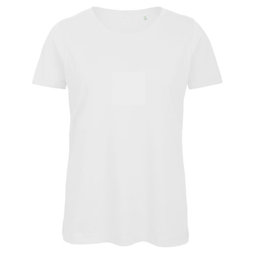 T-shirt bianca da donna in cotone biologico a maniche corte.