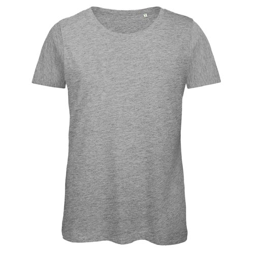 T-shirt grigia in cotone da donna a maniche corte.