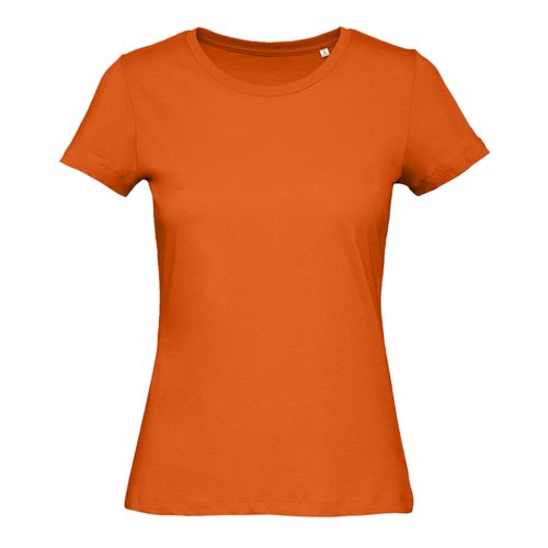 T-shirt da donna arancione in cotone organico a maniche corte.