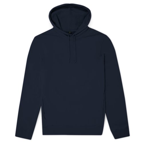 Felpa con cappuccio blu navy in misto cotone con cappuccio e coulisse.