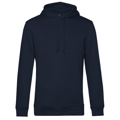 Felpa con cappuccio blu navy in misto cotone organico-poliestere con cappuccio e coulisse.