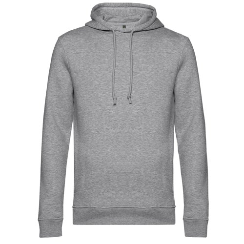 Felpa con cappuccio grigio mlange in cotone biologico e poliestere riciclato con cappuccio e coulisse.
