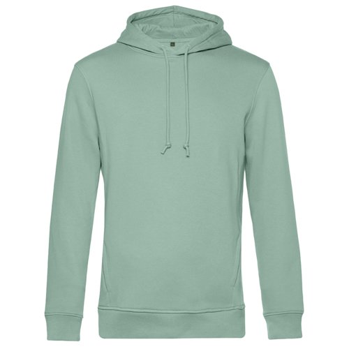 Felpa con cappuccio verde menta in cotone organico e poliestere riciclato.