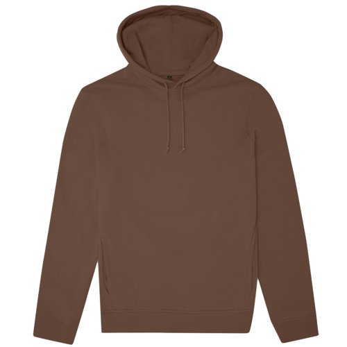 Felpa con cappuccio marrone in cotone-poliestere con cappuccio e coulisse.