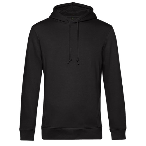 Felpa con cappuccio nera in cotone-poliestere con cappuccio e coulisse.