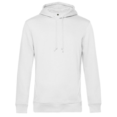 Felpa bianca in misto cotone con cappuccio e coulisse.