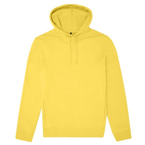 Felpa con cappuccio gialla in cotone-poliestere con cappuccio e coulisse.