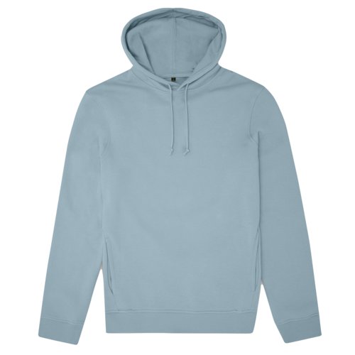 Felpa con cappuccio azzurra in cotone-poliestere con cappuccio e coulisse.