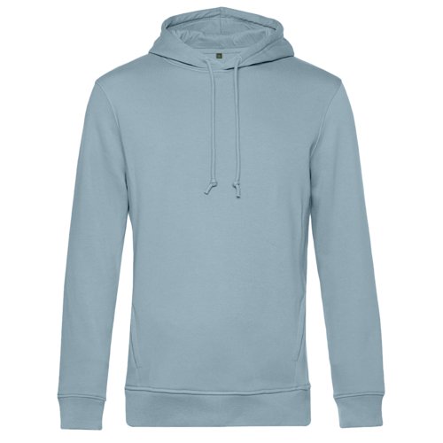 Felpa con cappuccio azzurra in misto cotone con coulisse, modello da uomo.