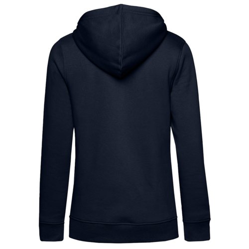 Felpa con cappuccio da donna blu navy in cotone organico e poliestere riciclato.
