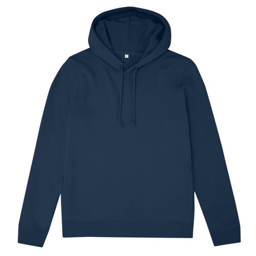 Felpa con cappuccio da donna blu navy in cotone organico e poliestere riciclato.