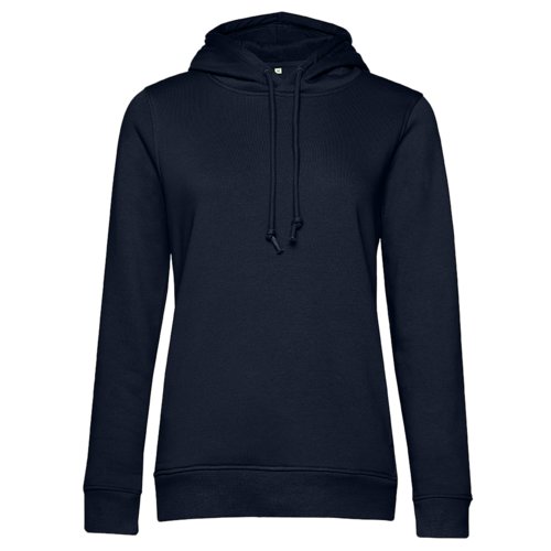 Felpa con cappuccio blu navy in cotone biologico e poliestere riciclato.