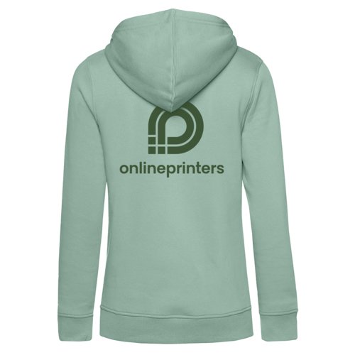 Felpa con cappuccio da donna in cotone-poliestere verde menta con cappuccio.