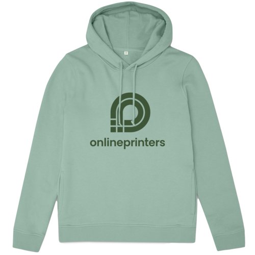 Felpa con cappuccio da donna in misto cotone verde menta con cappuccio e coulisse.