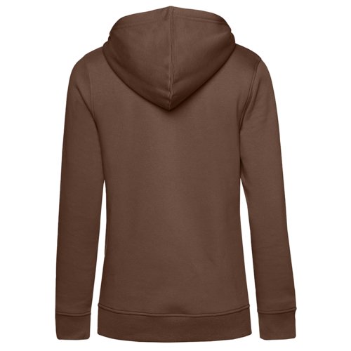 Felpa con cappuccio marrone da donna in cotone biologico e poliestere riciclato.