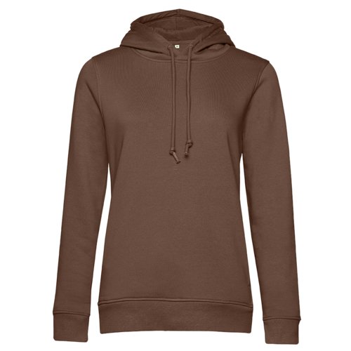 Felpa con cappuccio marrone in cotone-poliestere con cappuccio e coulisse.