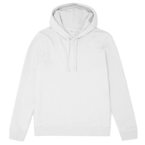 Felpa bianca in cotone-poliestere con cappuccio e coulisse.