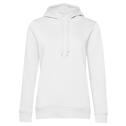 Felpa bianca in misto cotone con cappuccio e coulisse.