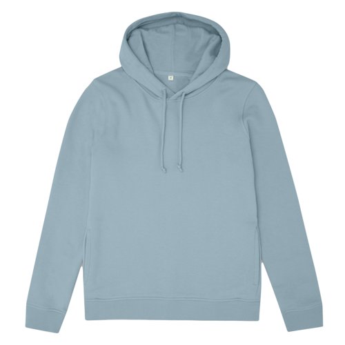 Felpa con cappuccio azzurra in misto cotone con coulisse.