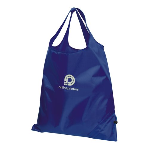 Borsa trasformabile blu scuro in materiale leggero con coulisse.