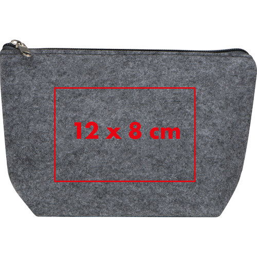 Beauty case grigio in RPET con cerniera.