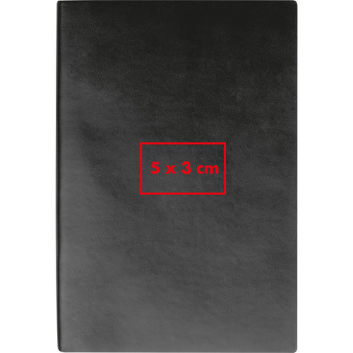 Quaderno nero con copertina rigida e rilegatura a filo.