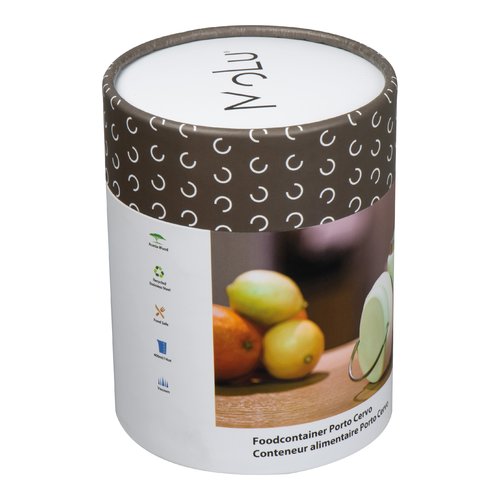 Contenitore per alimenti bianco in legno con coperchio.