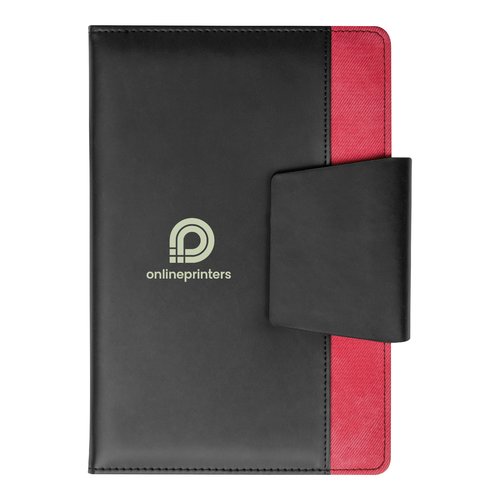 Taccuino rosso con chiusura.