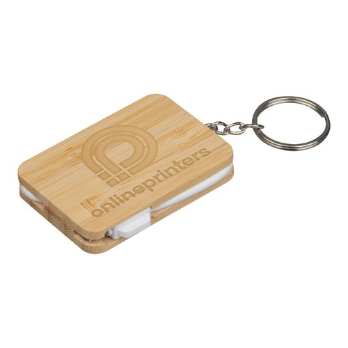 Portachiavi beige in bamb con anello in metallo.