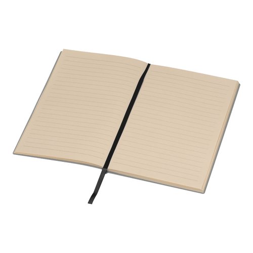 Quaderno nero con segnalibro.