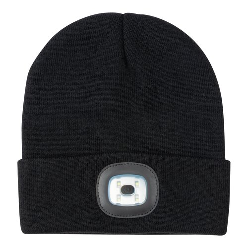 Berretto in maglia nero con luce LED.