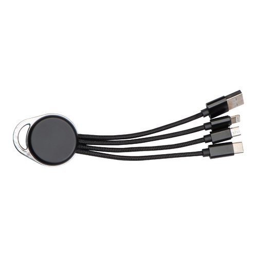 Set di cavi nero con connettori multipli.