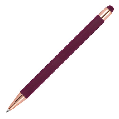 Penne a sfera bordeaux con touch pen e meccanismo a scatto.